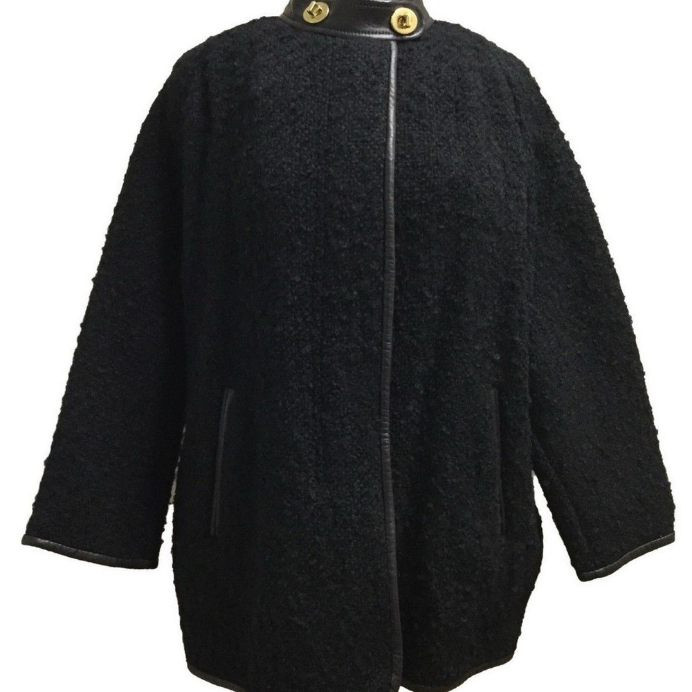 Coach Womens Wool Bonnie Cape Coat Boucle Gold Trim Turnlock Collar Jacket